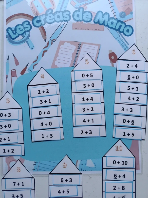 Jeu maths Les maisons d'addition de 1 à 10